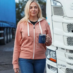 Bluzy & Bluzy Z Kapturem^Scania Damska bluza z kapturem Base, zamek błyskawiczny, kolor różowy (Dusty Pink)