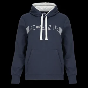 Bluzy & Bluzy Z Kapturem^Scania Damska bluza z kapturem, w paski, kolor granatowy (Navy), swobodny krój