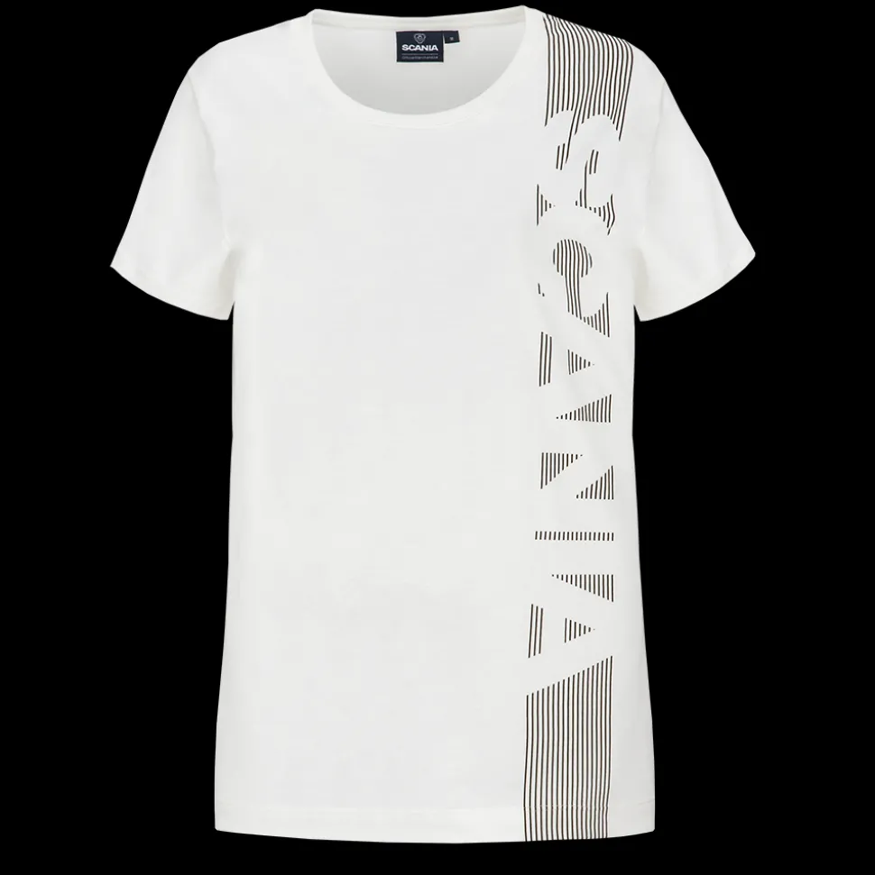 T-shirty^Scania Damski T-shirt w pionowe paski, kolor złamana biel (Broken White)