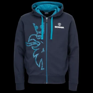 Bluzy & Bluzy Z Kapturem^Scania Męska bluza z kapturem basic, z zamkiem błyskawicznym, z gryfem, w kolorze granatowym