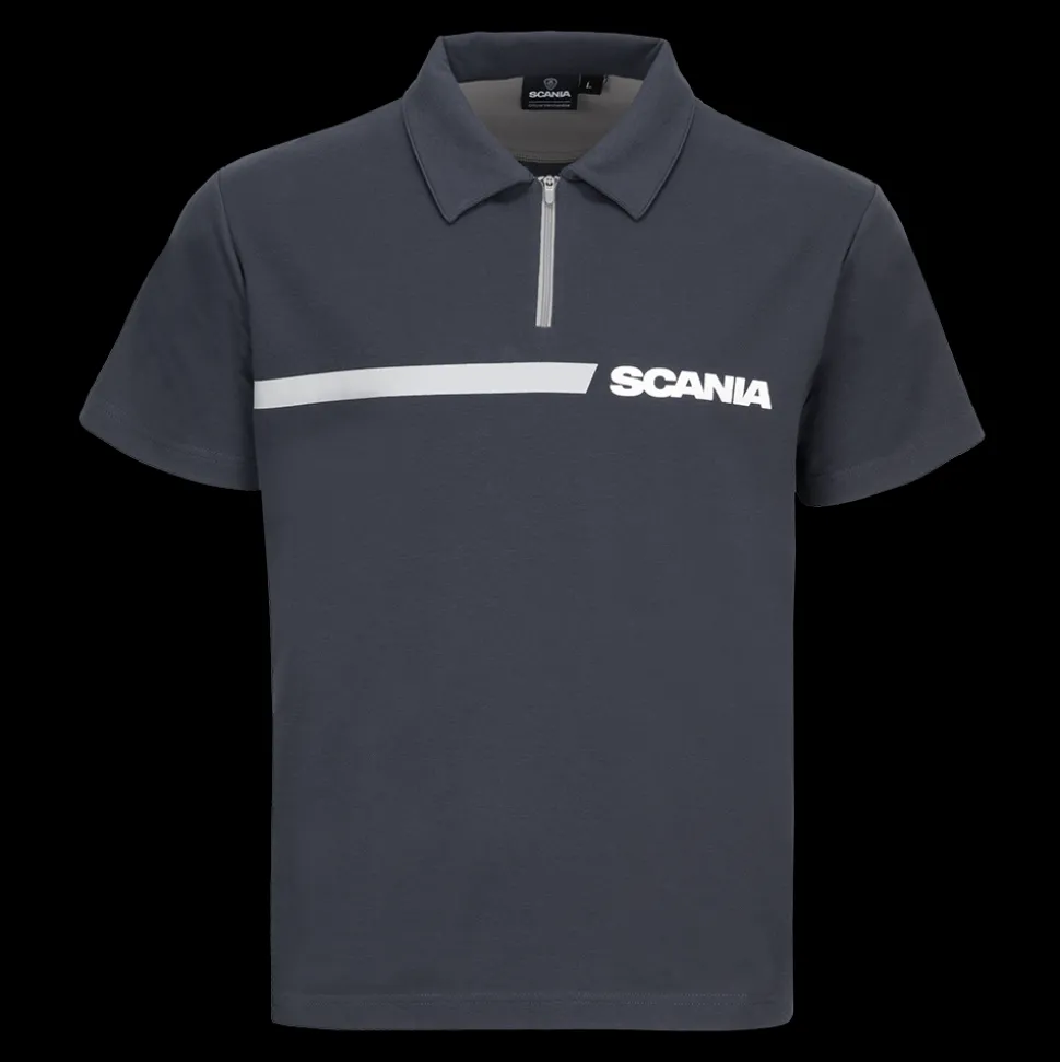 Polo^Scania Męska koszulka polo z zamkiem błyskawicznym 1/4, kolor ciemnoniebieski