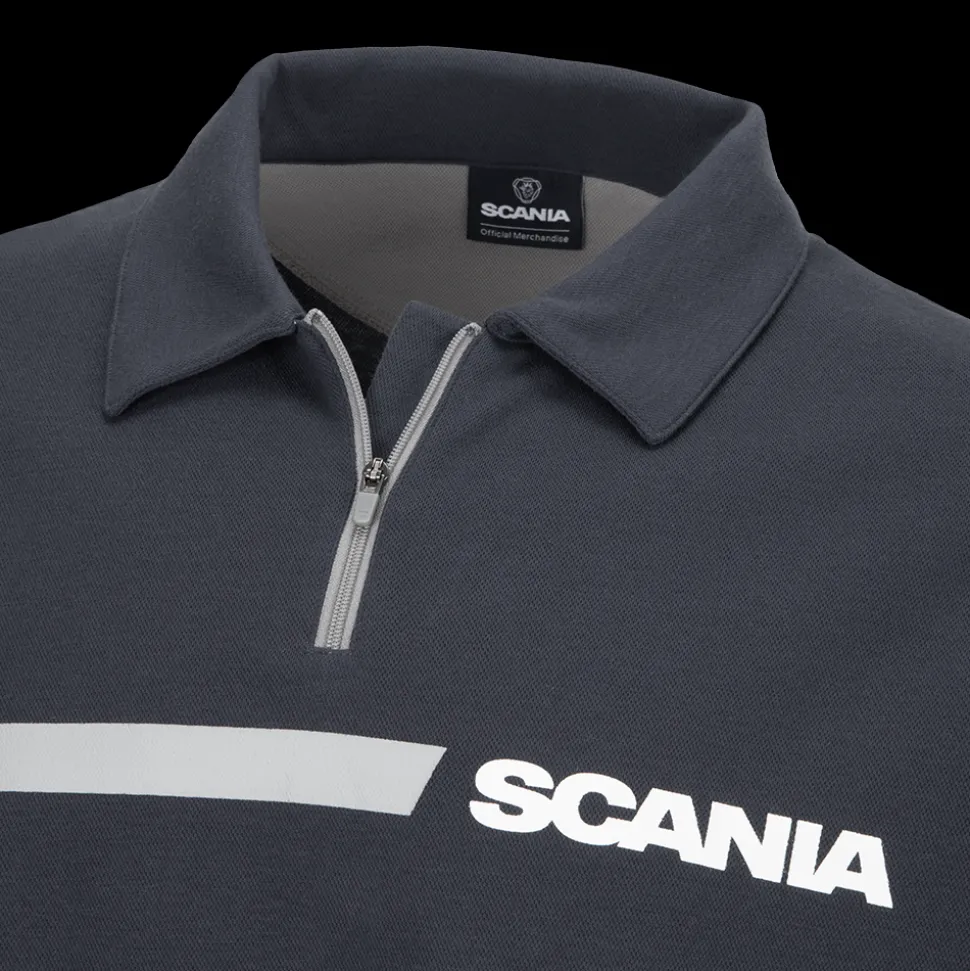 Polo^Scania Męska koszulka polo z zamkiem błyskawicznym 1/4, kolor ciemnoniebieski