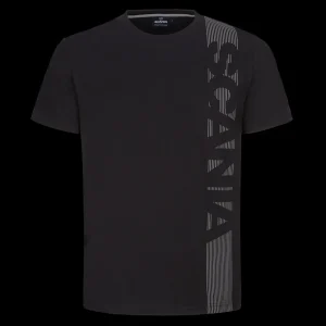 T-shirty^Scania Męski T-shirt w pionowe paski, w kolorze czarnym