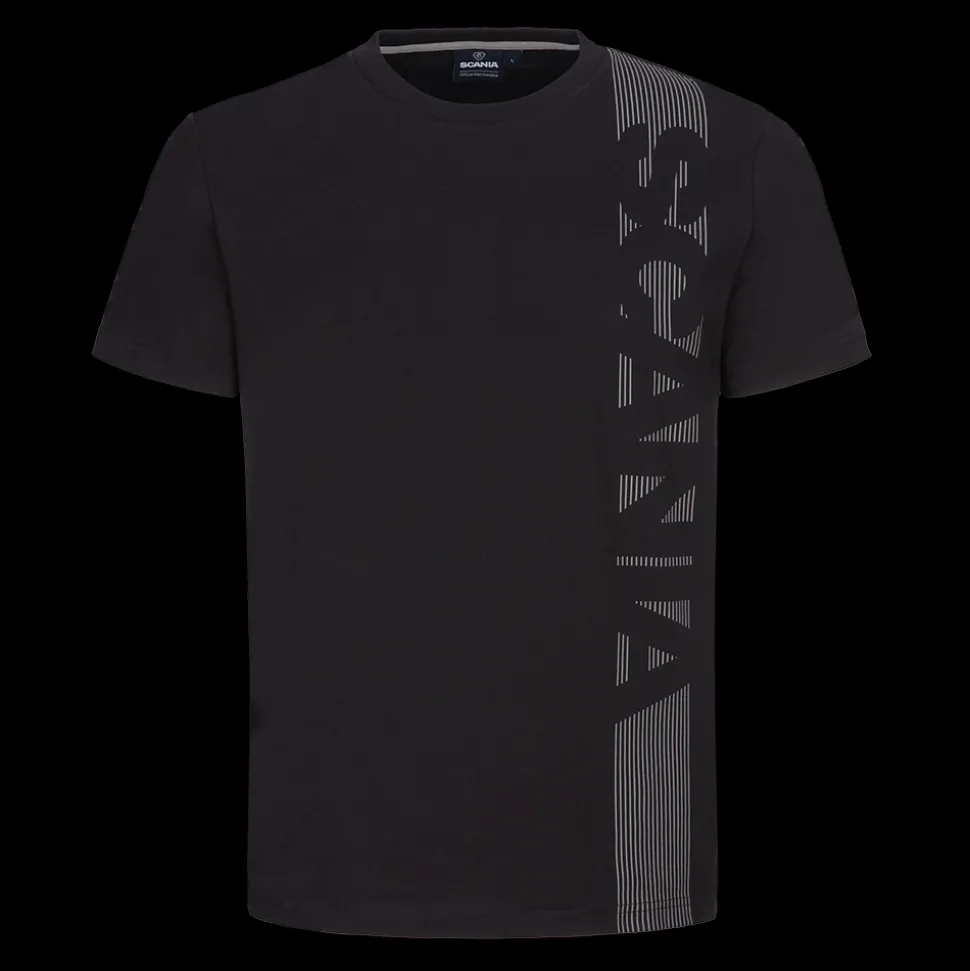 T-shirty^Scania Męski T-shirt w pionowe paski, w kolorze czarnym