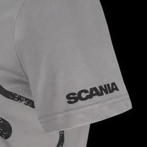 T-shirty^Scania Męski T-shirt z postrzępionym logo V8 w kolorze kamienny szary (Stone Grey)