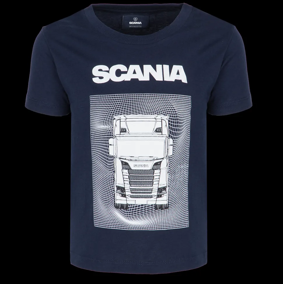 Odzież^Scania T-shirt dziecięcy z nadrukiem ciężarówki, kolor granatowy (navy)