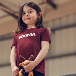 Odzież^Scania T-shirt dziecięcy z napisem w kolorze burgundzkim
