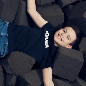 Odzież^Scania T-shirt dziecięcy z napisem w kolorze granatowy