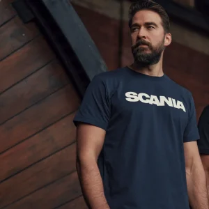 T-shirty^Scania T-shirt męski basic, granatowy, z napisem